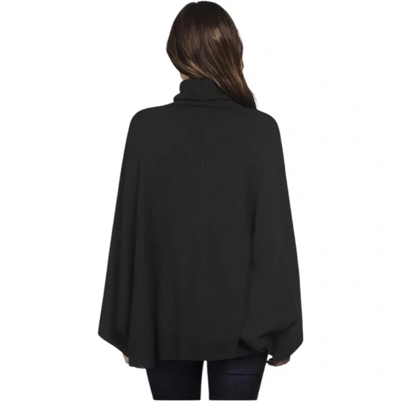 New! Ellos Women’s Plus Black Turtleneck Poncho Sweater - Picture 7 of 9
